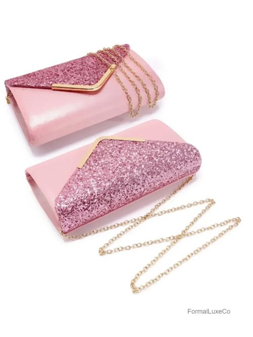 Glitter Envelope Evening Bag Clutch with Chain Strap for Wedding Party Prom